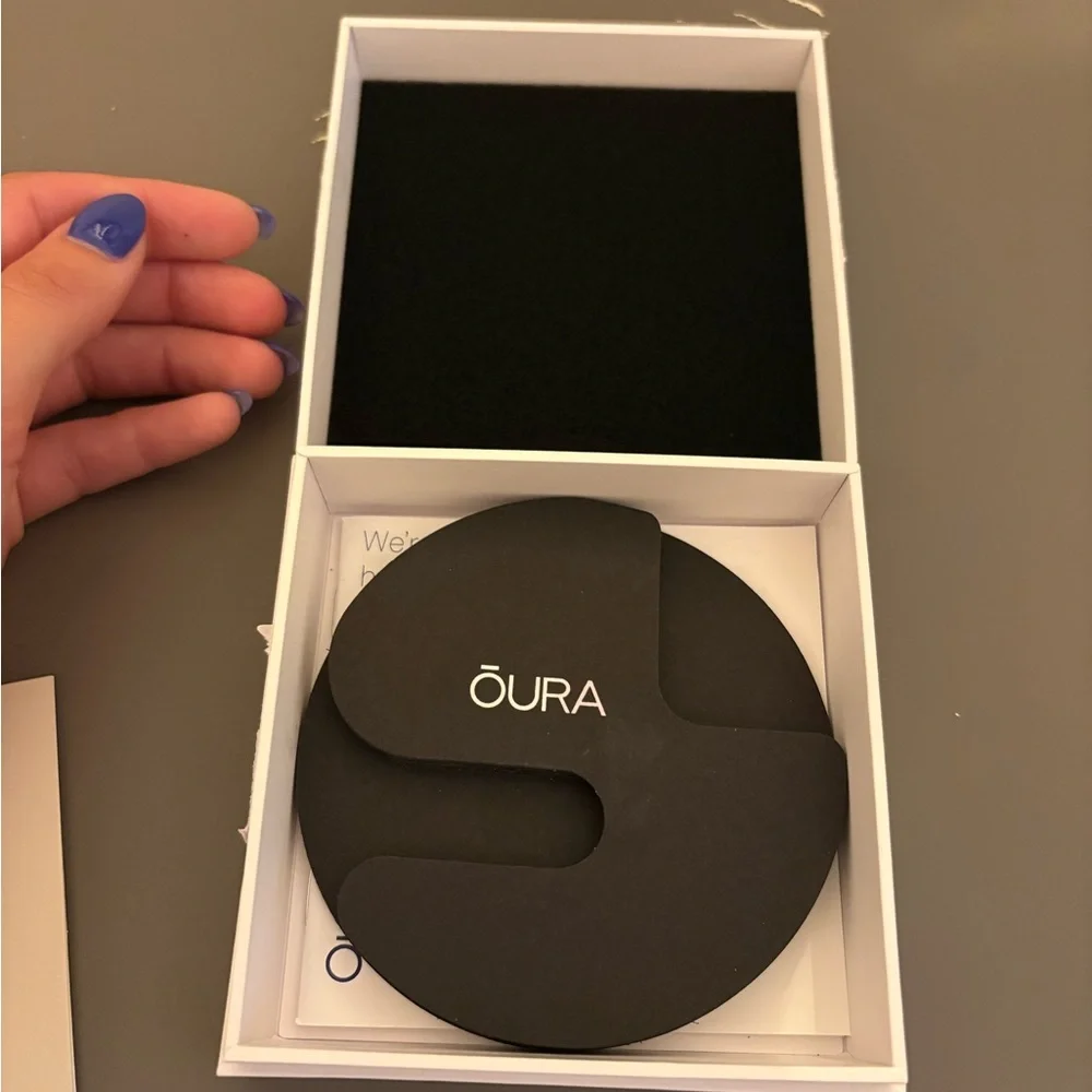 Oura Black Charging Base with Silver Ring Connector and USB Cable